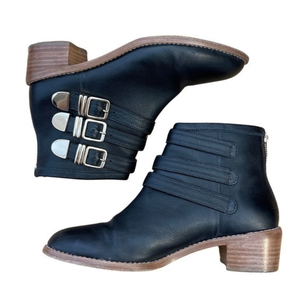Loeffler Randall โข Fenton Buckle Leather Ankle Booties Boots 7.5 ASO Zoe Benson - Picture 7 of 13